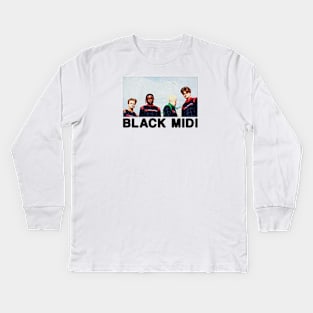 retro black midi Kids Long Sleeve T-Shirt